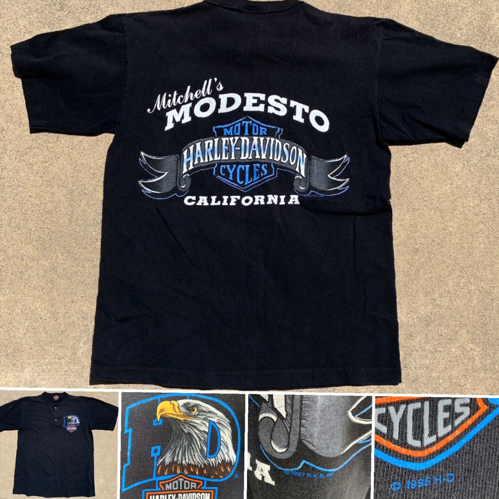 Harley Davidson VINTAGE Harley-Davidson T-Shirt Motorcycles Men M Black Graphic Tee 90s California Mitchell’s Modesto USA Size US M / EU 48-50 / 2 - 2 Thumbnail