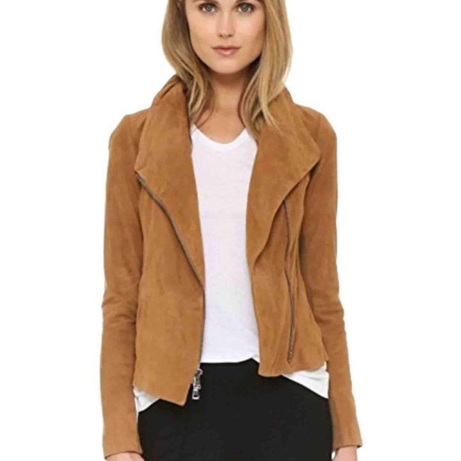 Vince Vince Goat Leather Zip Up Suede Jacket Motorcycle Biker L Size L / US 10 / IT 46 - 3 Thumbnail