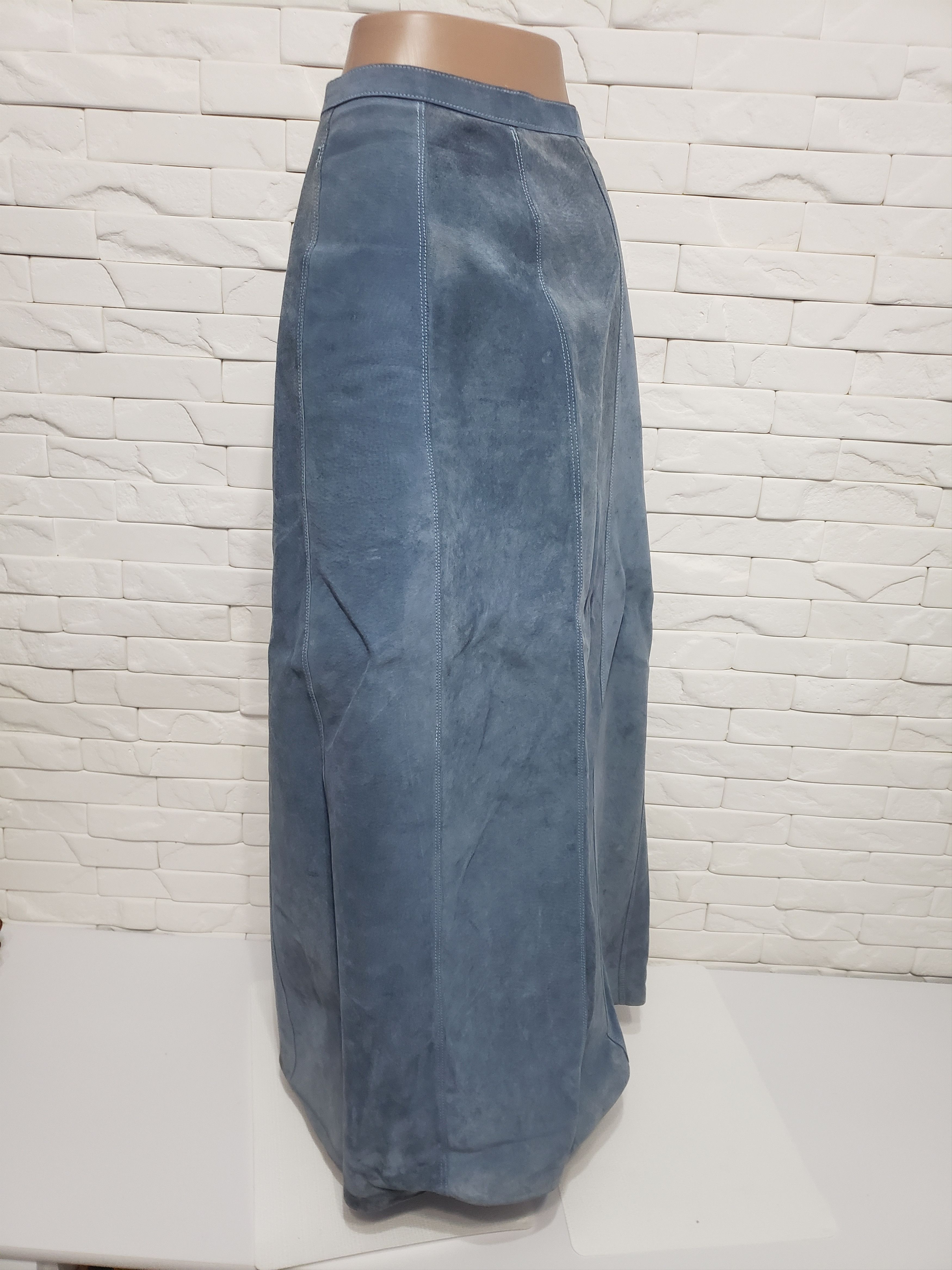 Genuine Leather Cute blue leather skirt. Size 25" / US 0 / IT 36 - 6 Thumbnail