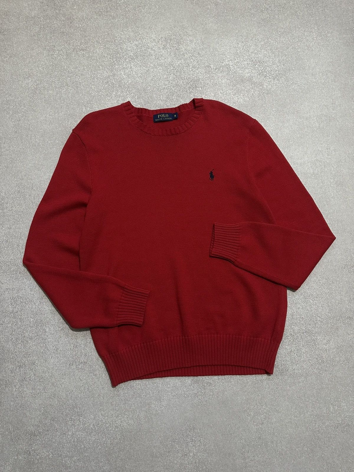 Polo Ralph Lauren × Vintage Polo Ralph Lauren 100% Cotton Basic Red Sweater Crewneck Size US M / EU 48-50 / 2 - 2 Thumbnail