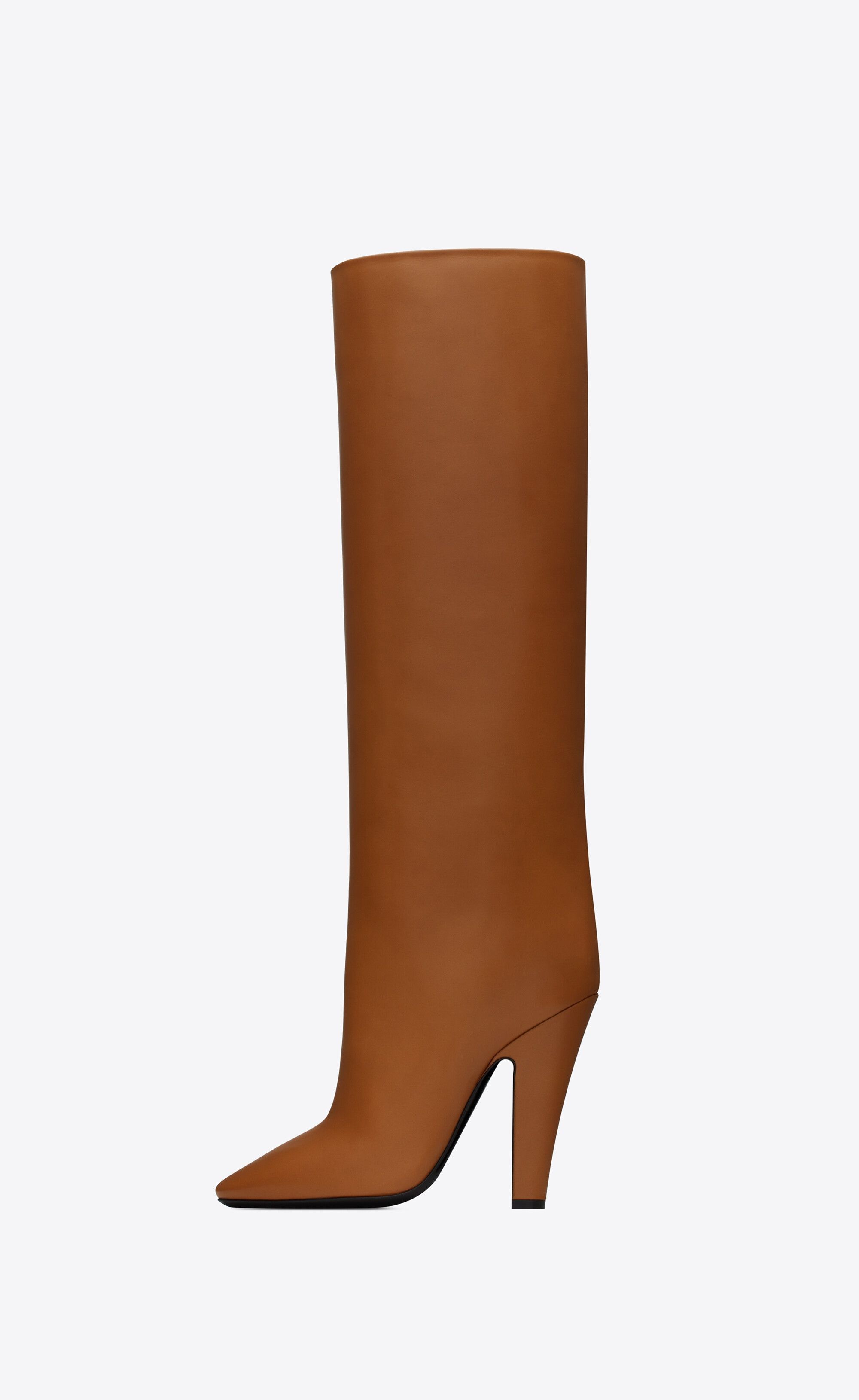 Saint Laurent Paris o1bcso1str0125 68 Tube Boots In Smooth Leather in Brown Size US 7 / IT 37 - 3 Thumbnail