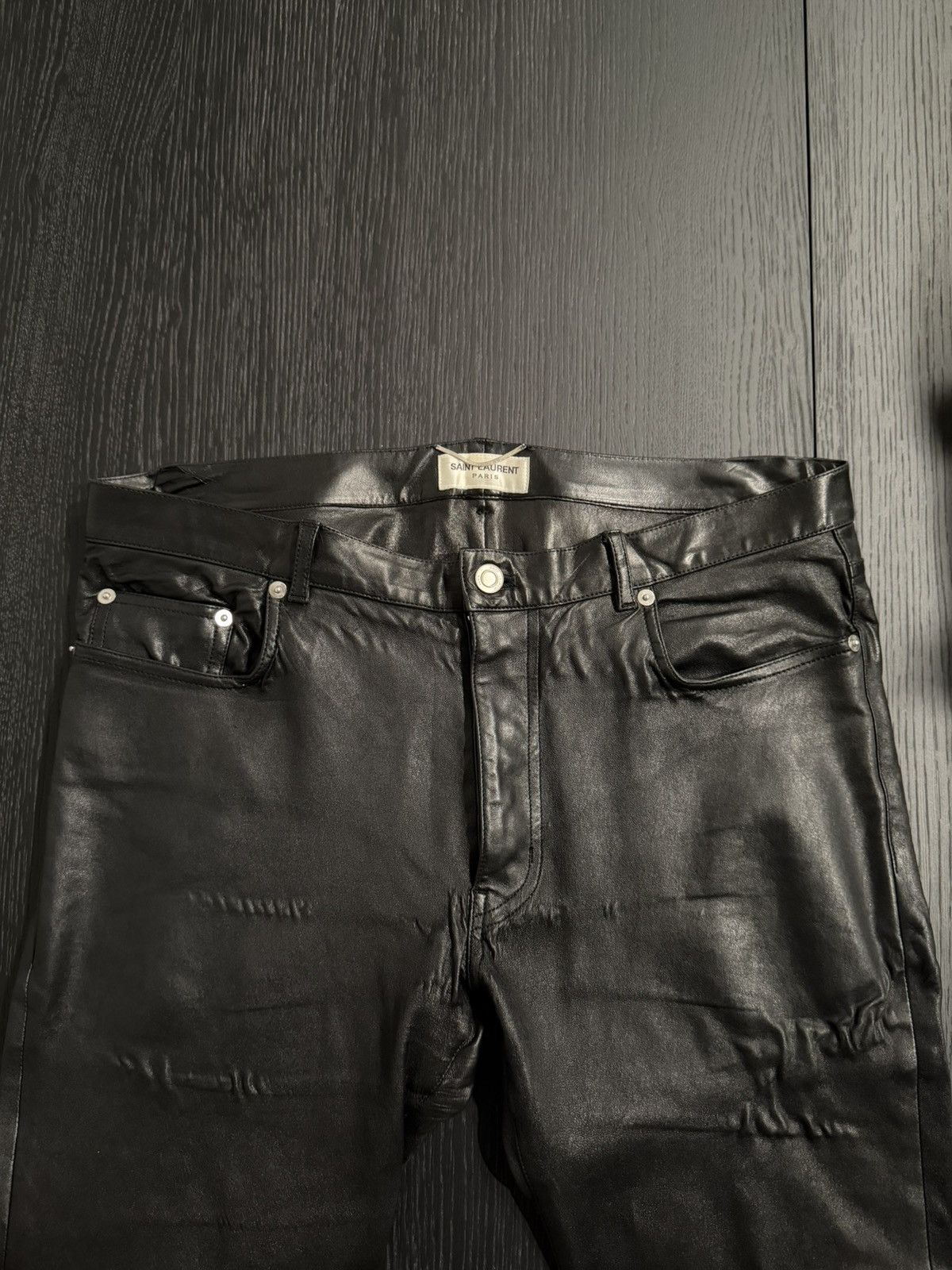 SAINT LAURENT PARIS RUNWAY LEATHER PANTS 2013 HEDI ERA 34