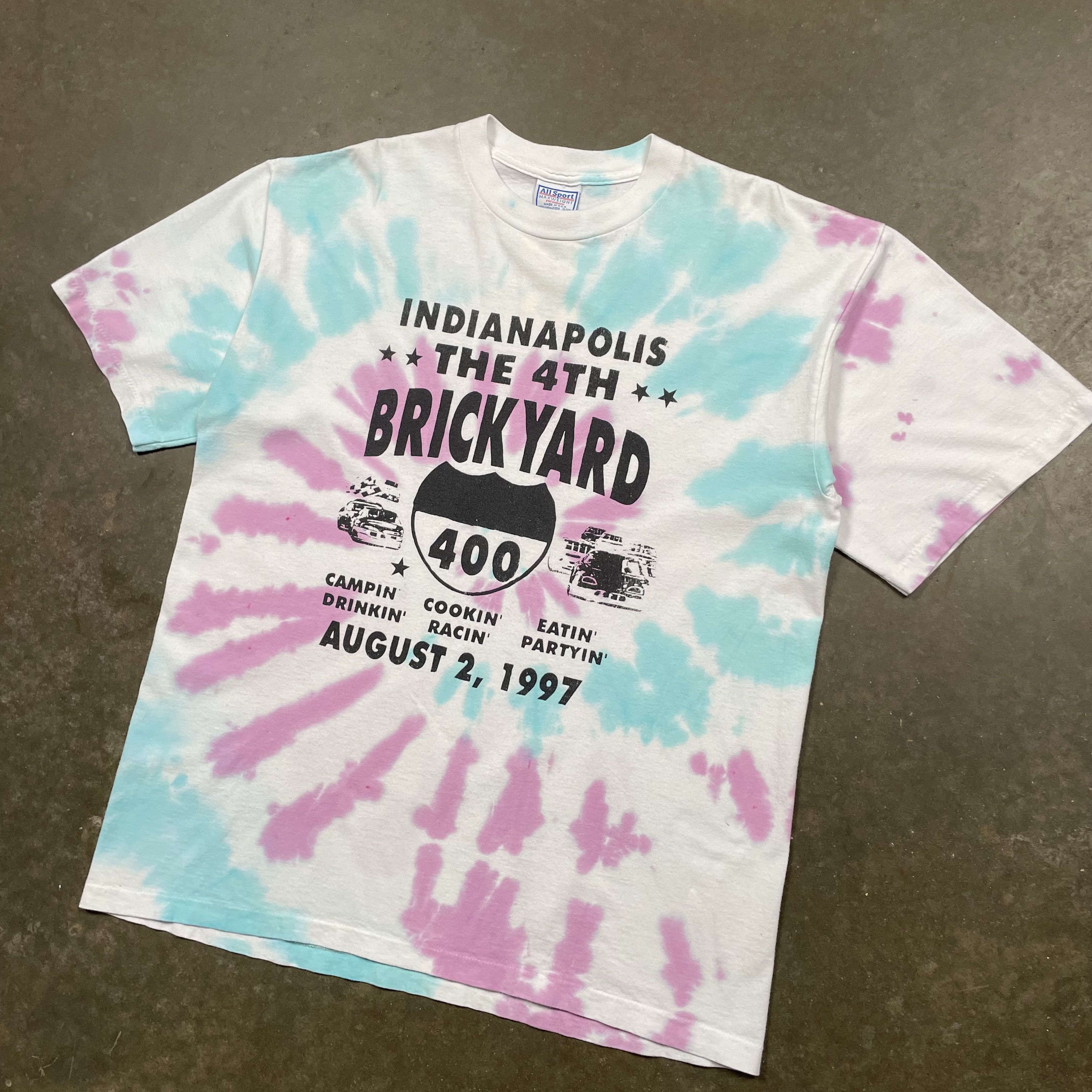 NASCAR × Vintage Vintage 90s Tie Dye Nascar Tshirt Brickyard 400 Drinking Size US XL / EU 56 / 4 - 2 Thumbnail