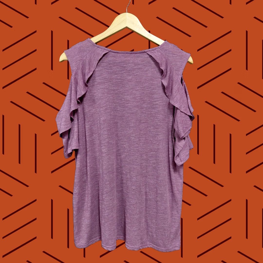 Juicy Couture Juicy Couture Purple Knit Solid Cold Shoulder Short Sleeve Top Women Size XL Size XL / US 12-14 / IT 48-50 - 1 Thumbnail