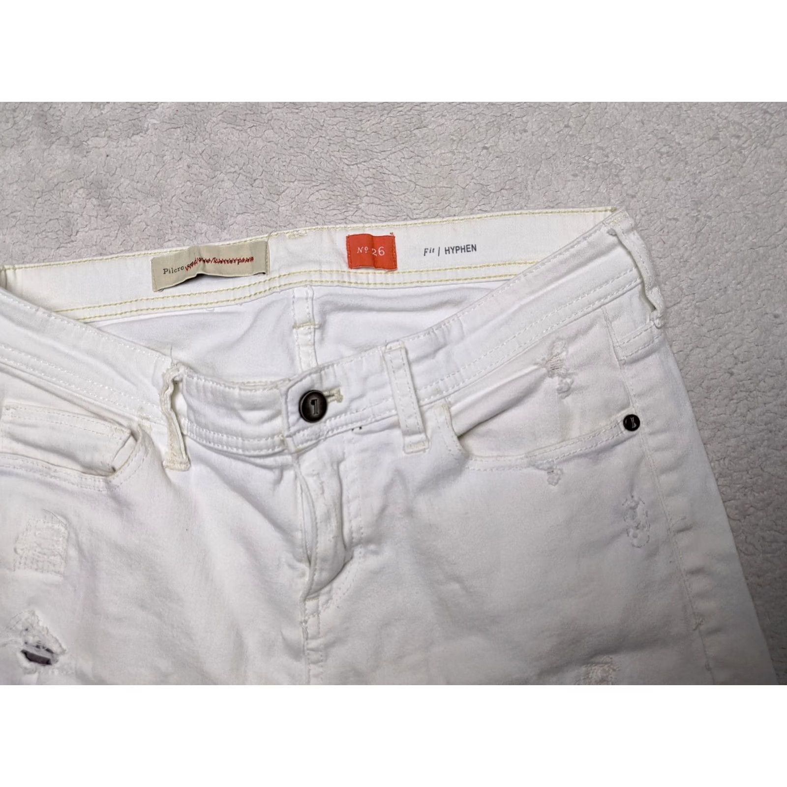 Vintage Pilcro and the Letterpress Hyphen Womens 26 2 White Jeans Skinny Patches Destroy Skinny Jeans Womens 26 White Denim Slimming Modern 90s? Size 30" / US 8 / IT 44 - 7 Thumbnail
