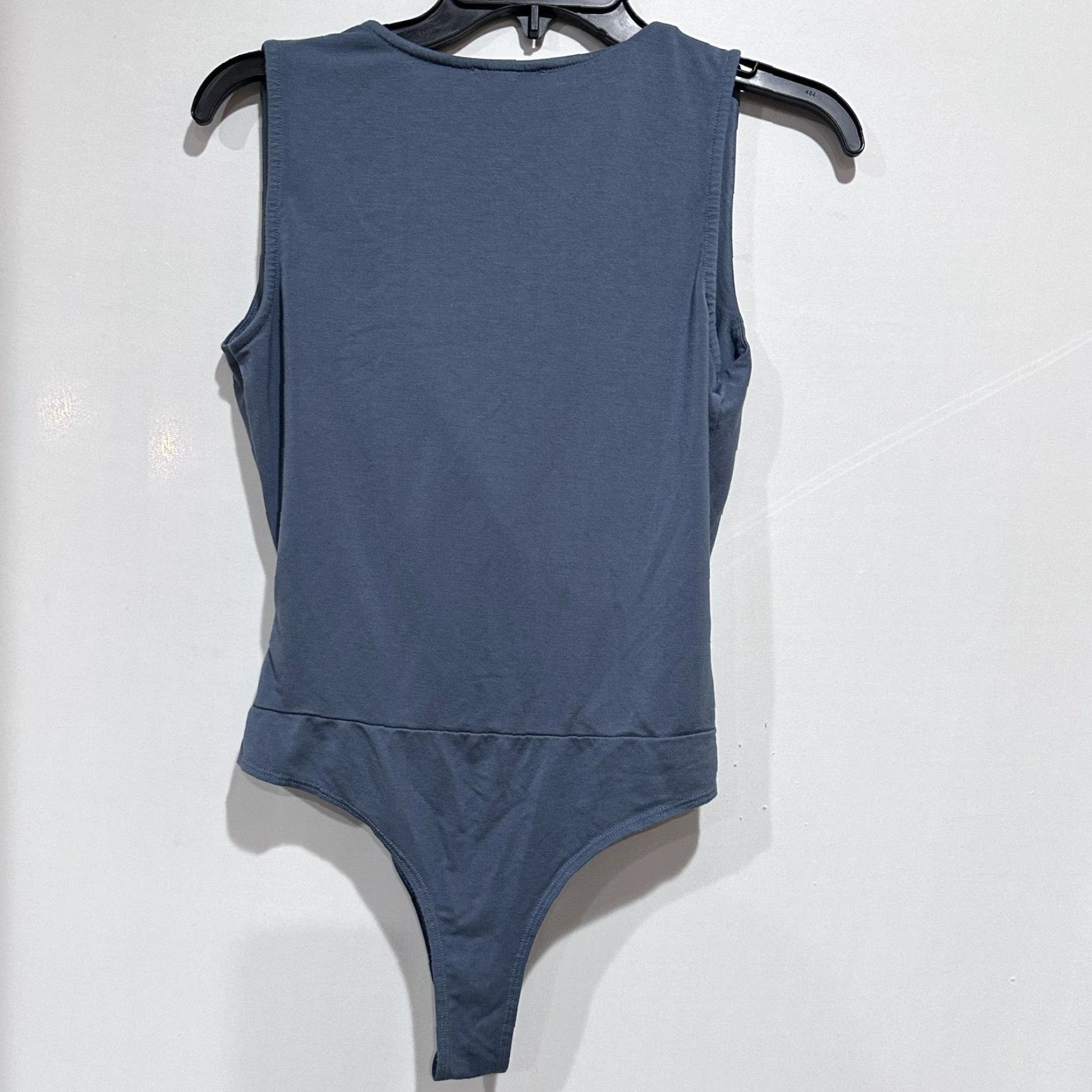 Vintage VINTAGE Mynta Bodysuit Womens Size M Petite Blue Gray Wrap Front Surplice Thong Made USA Size M / US 6-8 / IT 42-44 - 3 Thumbnail