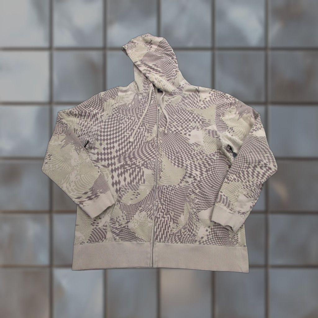 Oakley VINTAGE Oakley Hoodie Mens XL Full Zip Geometric Allover Print Khaki Beige 2007 471055 Mens Hoodie XL Men Size US XL / EU 56 / 4 - 1 Thumbnail