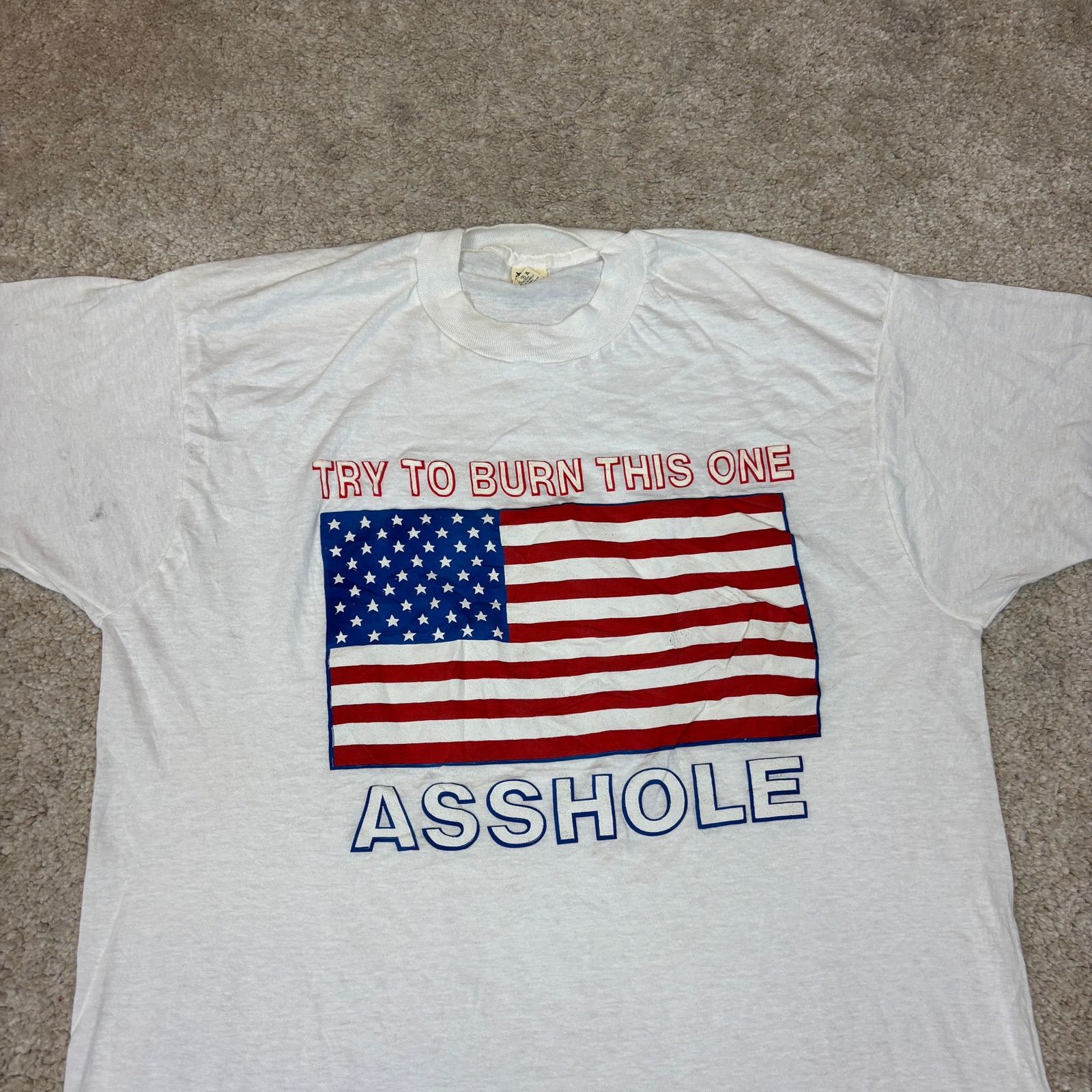 Vintage Vintage 80s Try To Burn This One US Flag Patriotic Shirt XL Size US XL / EU 56 / 4 - 2 Thumbnail