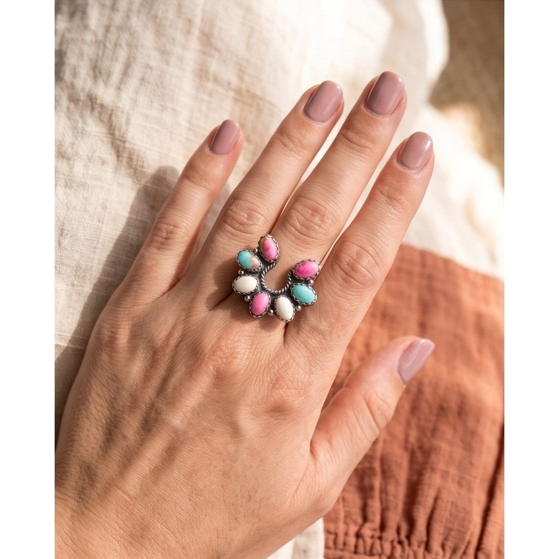 & Other Stories Cotton Candy Naja Sterling Silver Handmade Ring Adjustable Size ONE SIZE - 8 Thumbnail