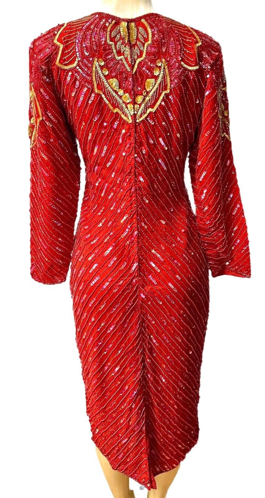 Other Sequin Evening Elegant Dress Red Gold size 12 Size XL / US 12-14 / IT 48-50 - 2 Thumbnail
