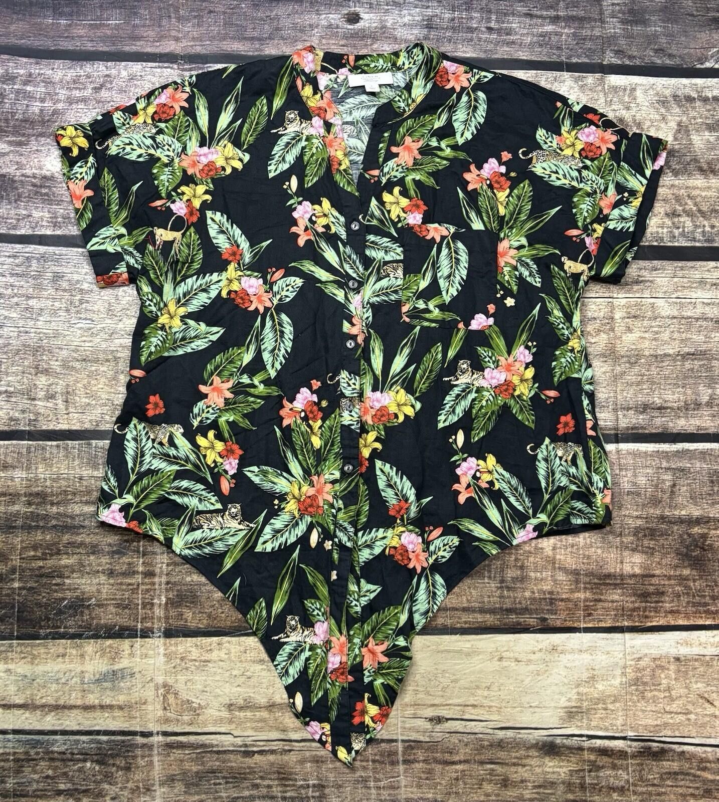 Charter Club Charter Club Luxury Top Womens Large Linen Floral Tie Front Size L / US 10 / IT 46 - 1 Thumbnail
