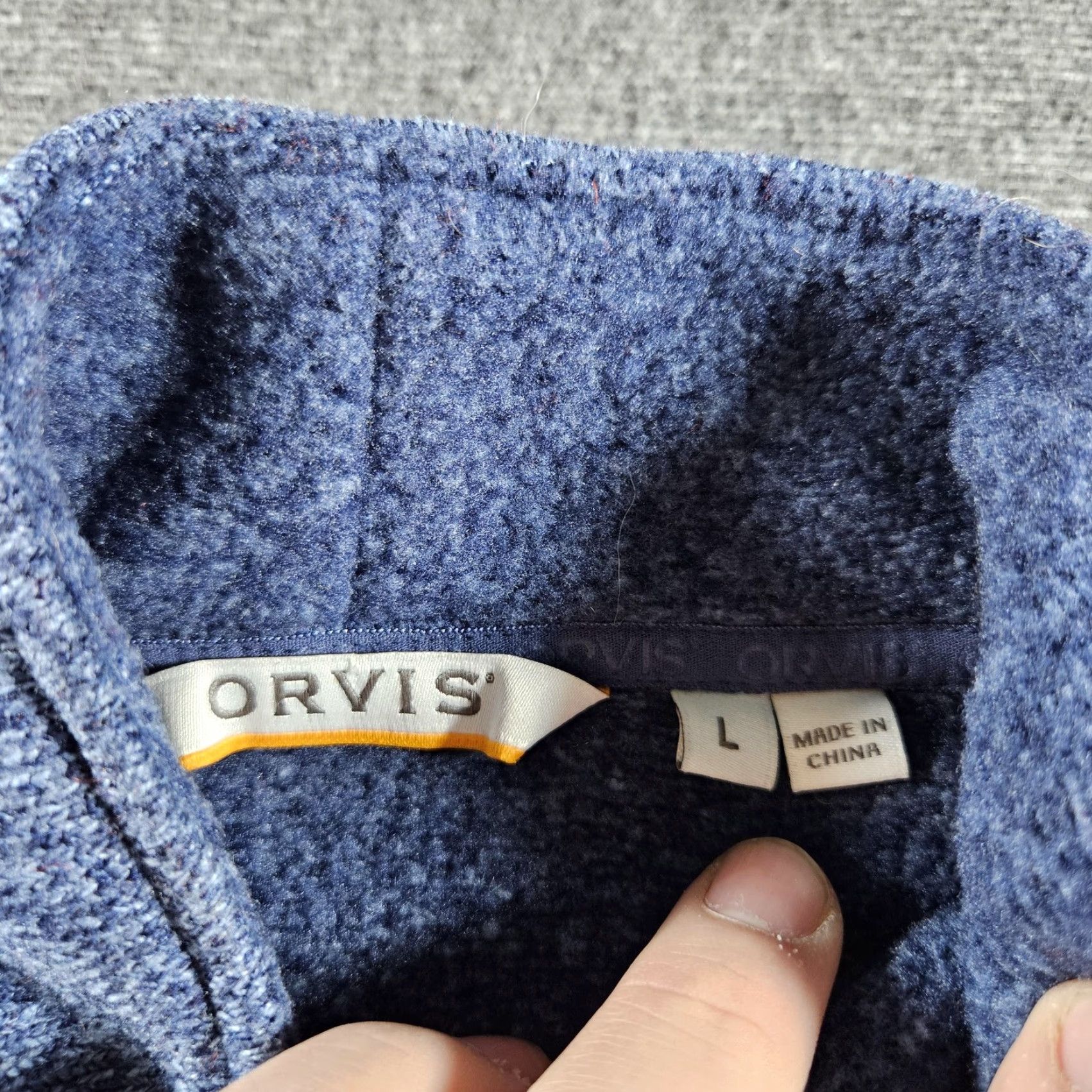 Orvis Orvis Sweater Pullover Mens Large Blue Fleece Quarter Zip Mock Neck 1/4 Zip Solid Knit Logo Outdoor Size US L / EU 52-54 / 3 - 5 Thumbnail