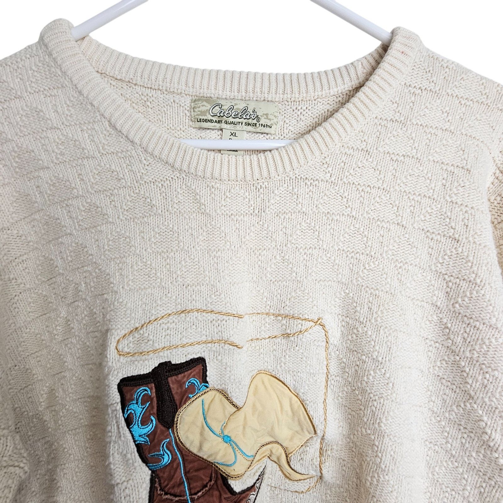 Cabelas Cabelas Womens Cowboy Print Knit Pullover Sweater XL Western Size XL / US 12-14 / IT 48-50 - 2 Thumbnail