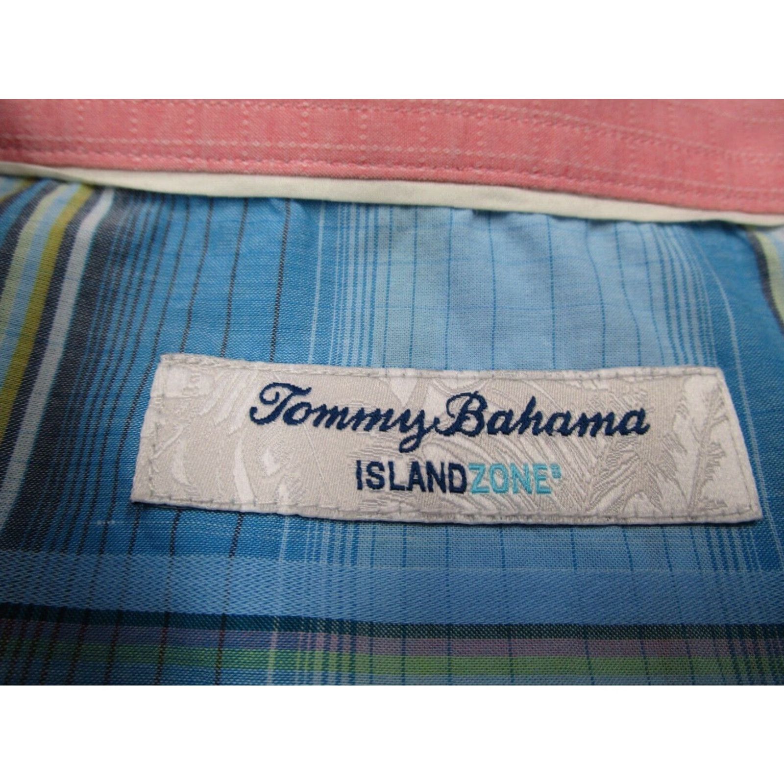 Tommy Bahama Tommy Bahama Men's Large Blue Plaid Island Zone Pima Cotton Blend Button Up Long Sleeve Shirt Size US L / EU 52-54 / 3 - 3 Thumbnail