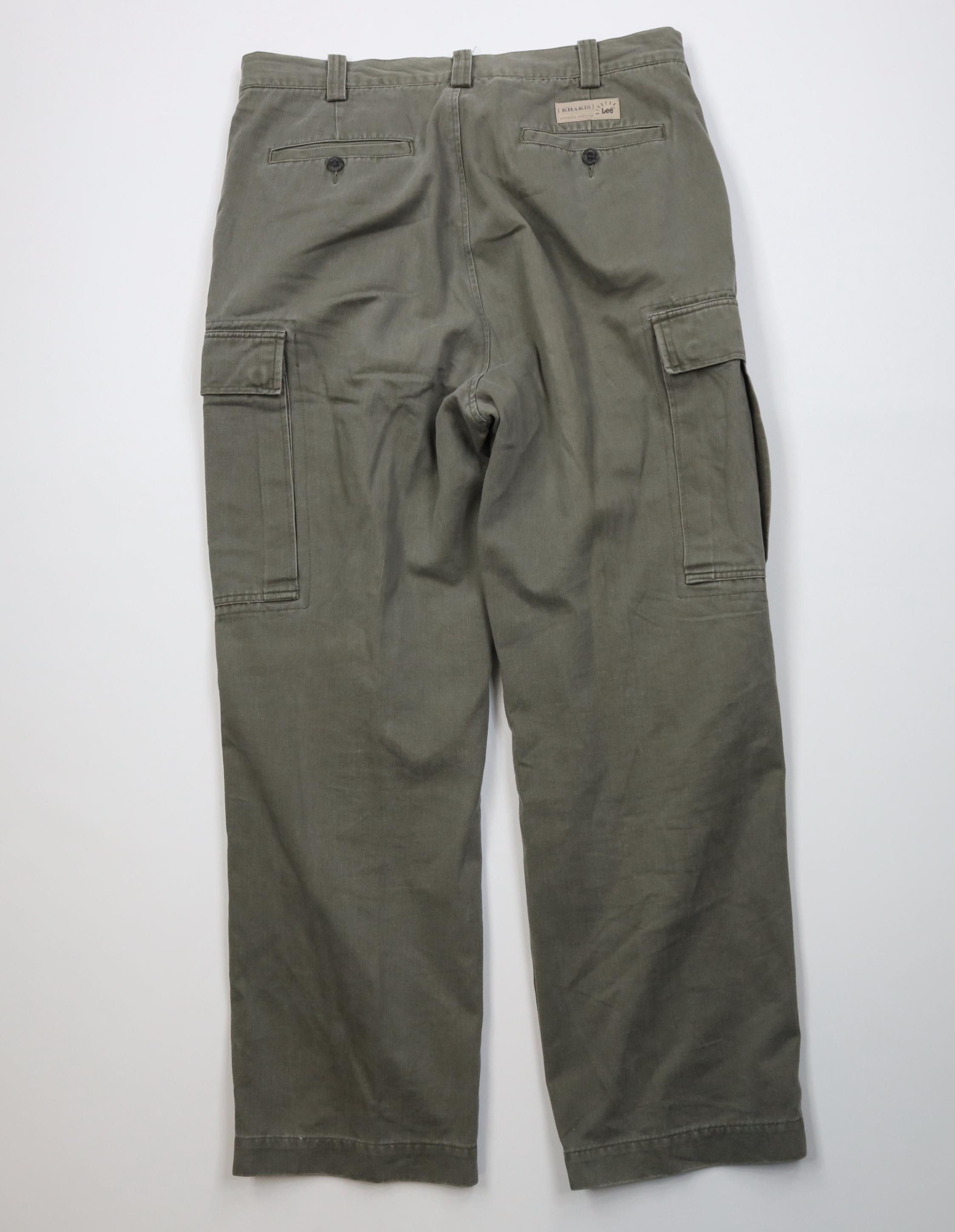 Lee Vintage 90s Y2K Lee Riveted Baggy Wide Leg Cargo Pants Green Size US 36 / EU 52 - 10 Thumbnail