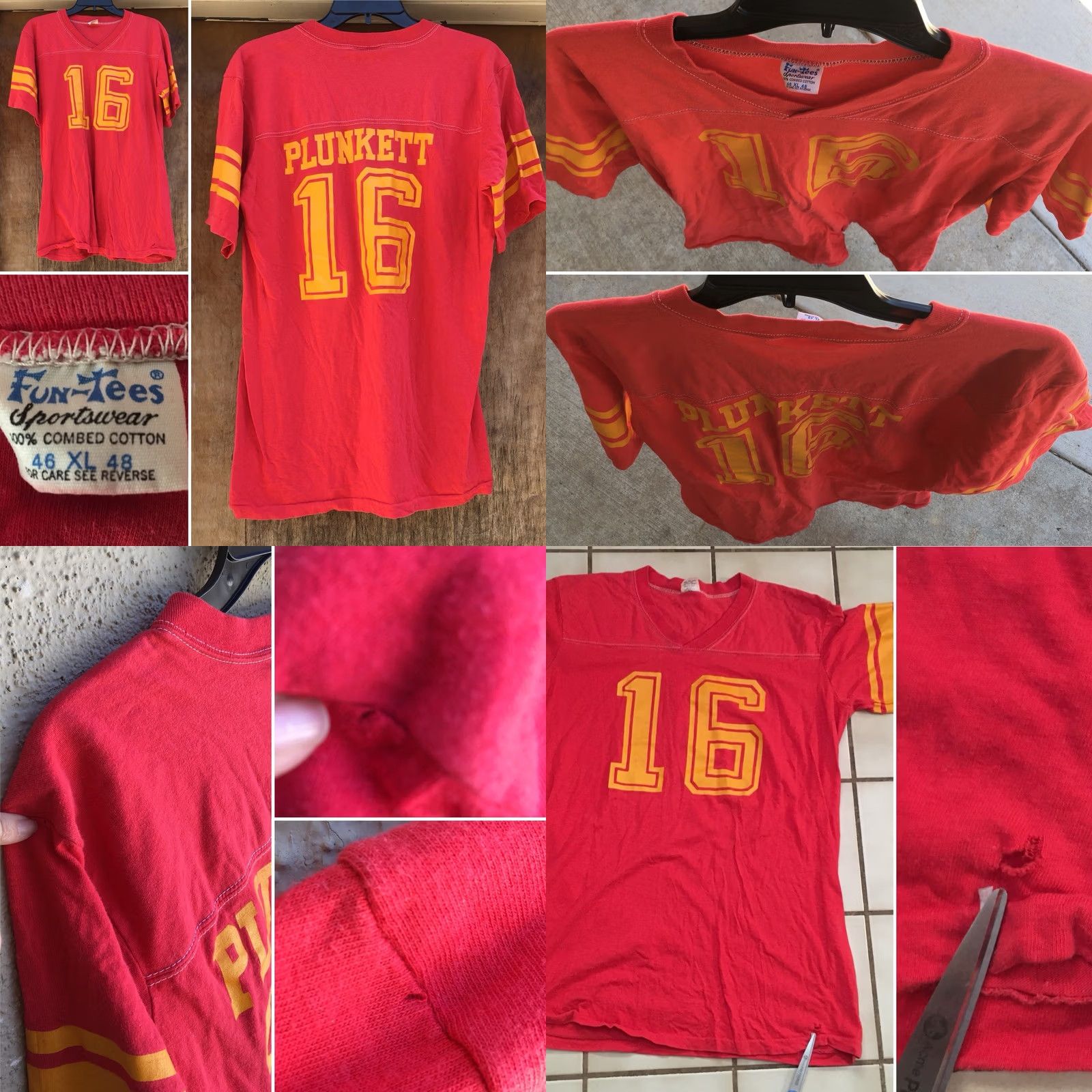 Vintage VINTAGE Plunkett 16 T-Shirt Football Jersey Style Fun-Tees Sportswear XL Red Mens 1970s Graphic Tee Sportswear/Beach Size US XL / EU 56 / 4 - 8 Thumbnail
