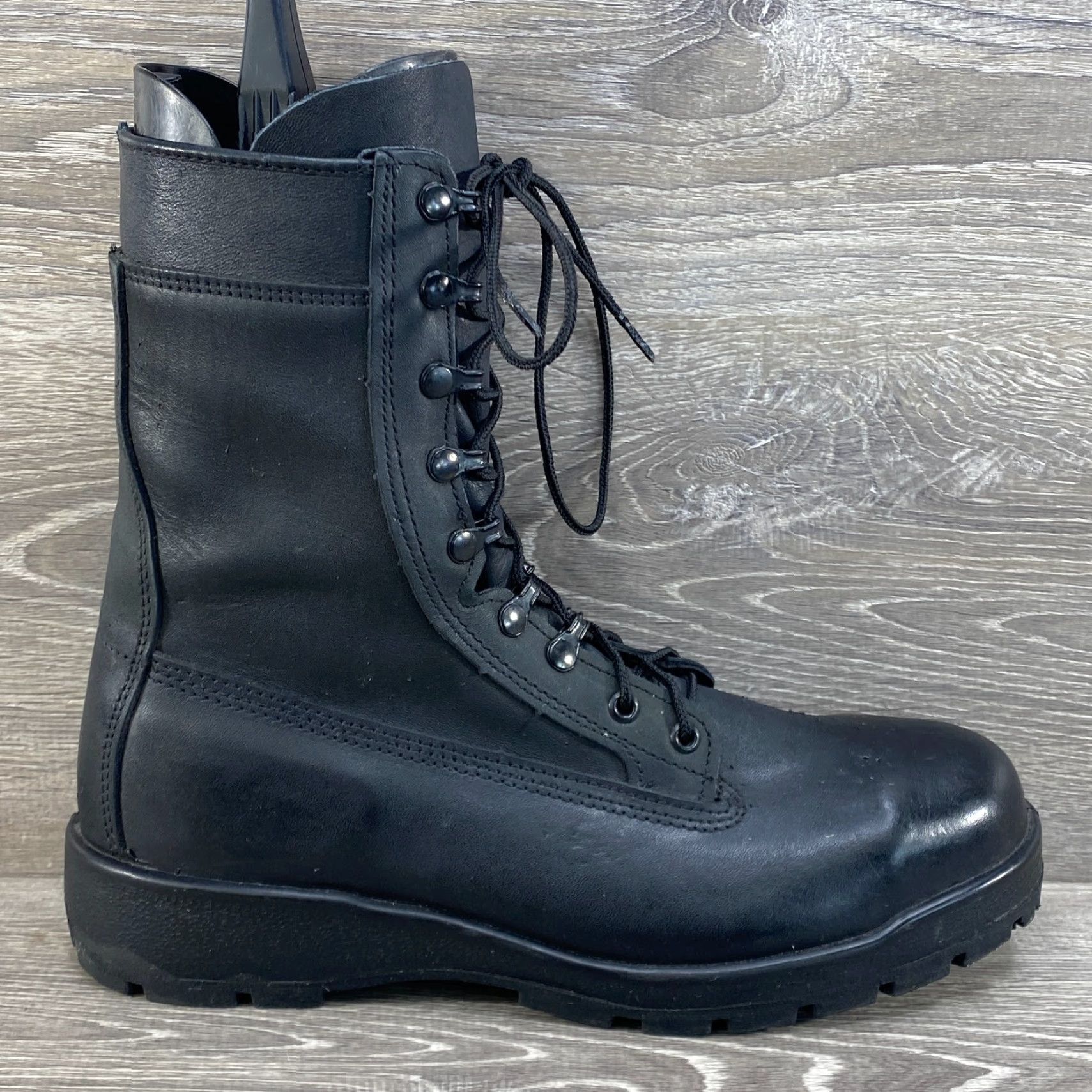 Vibram Belleville Mens W 10.5 Black Leather Steel Toe Combat Boots Lace Up Vibram Sole Size US 11 / EU 44 - 2 Thumbnail
