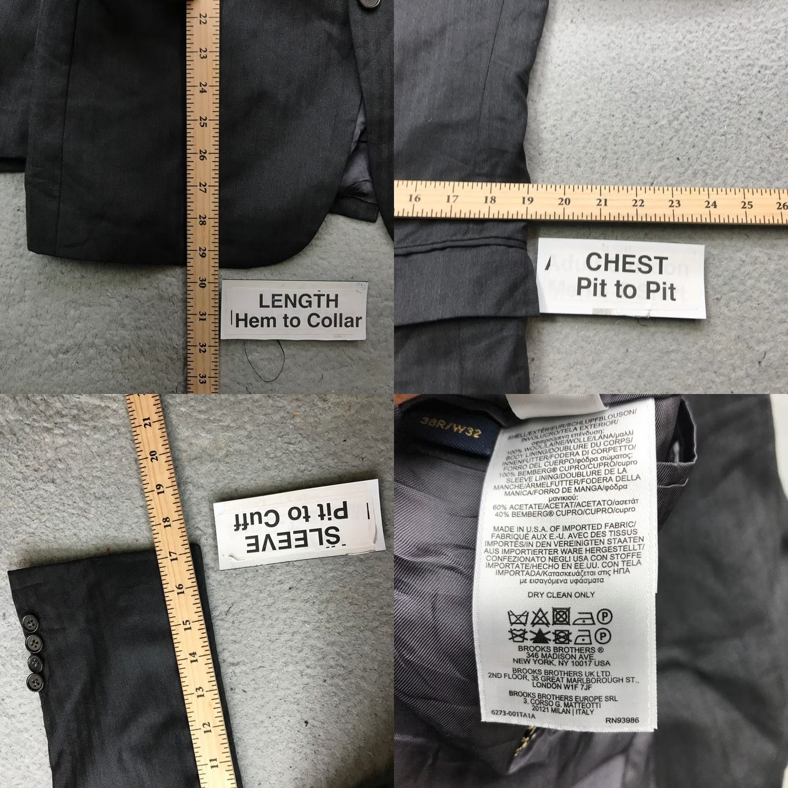 Brooks Brothers Brooks Brothers 1818 Regent Wool Blazer Jacket Coat Mens Small 38R Gray Solid Pockets Lined Wool Outer Shell Button Short Coat Size 36R - 8 Thumbnail