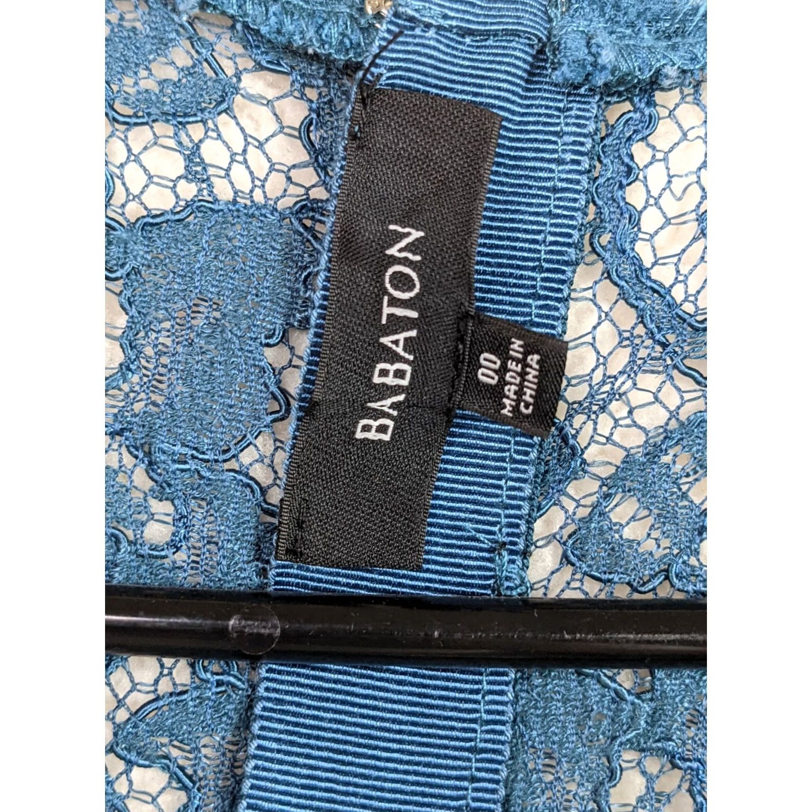 Vintage Babaton Dress Blue Floral Lace Lined Knee Length Zip Back Crew Neck Short Sleeve A-Line Womens 00 Size 24" / US 00 / IT 34 - 7 Thumbnail