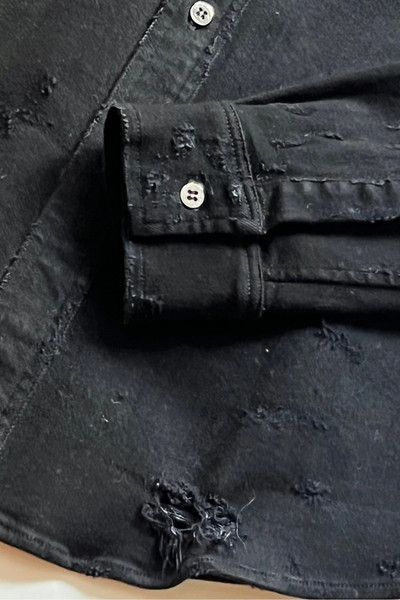 Amiri Amiri distressed black denim shirt Size US M / EU 48-50 / 2 - 11 Thumbnail