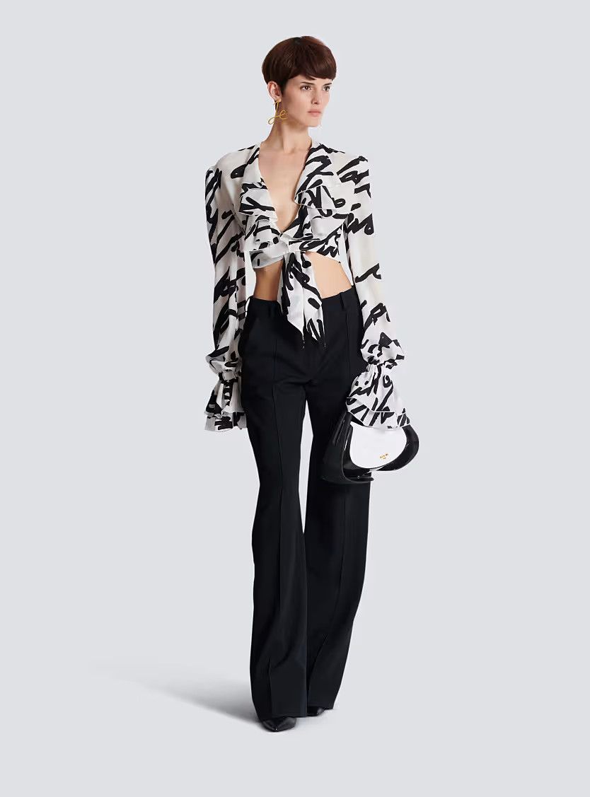 Balmain o1s1wg111225 Love Letter-Print Blouse in White Size XL / US 12-14 / IT 48-50 - 7 Thumbnail