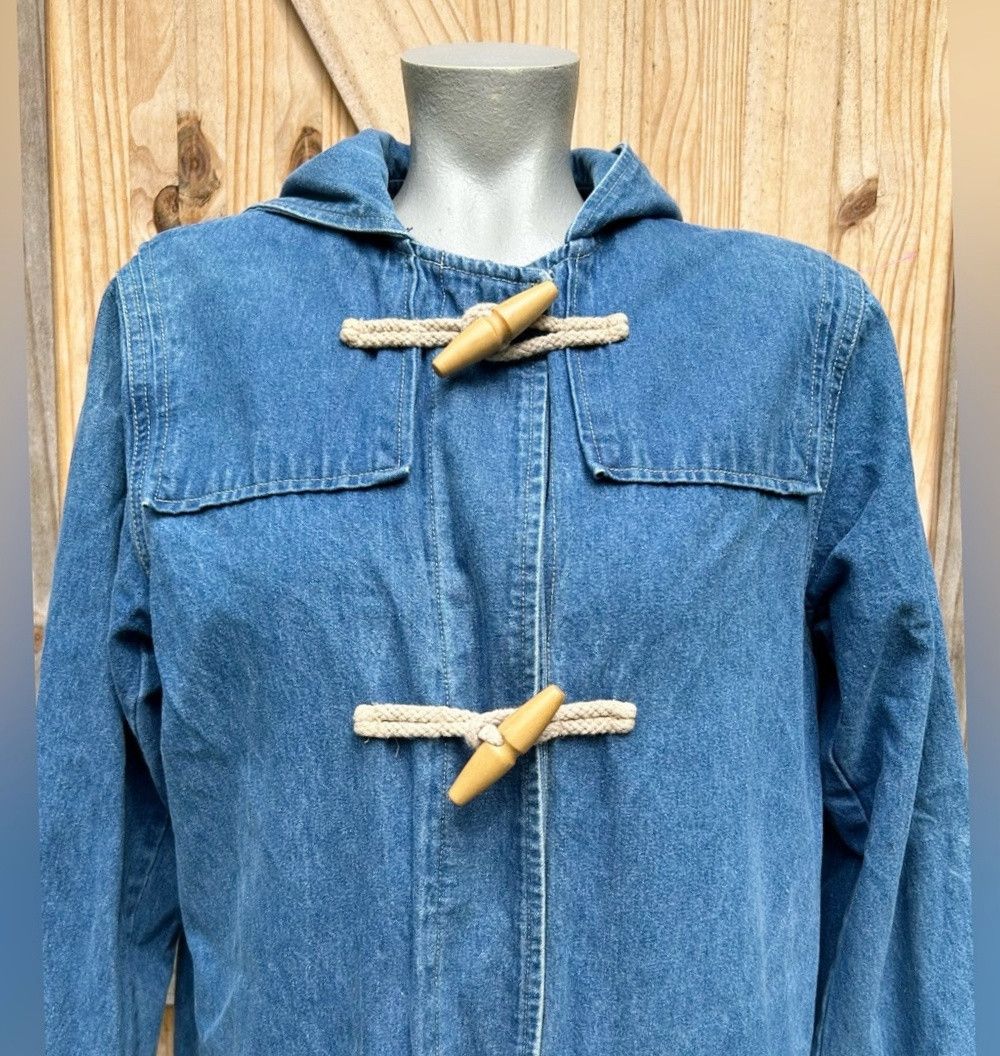 Denim & Co. Vintage 90s Denim & Co Blue Denim Toggle Hooded Chore Jacket Size M / US 6-8 / IT 42-44 - 2 Thumbnail
