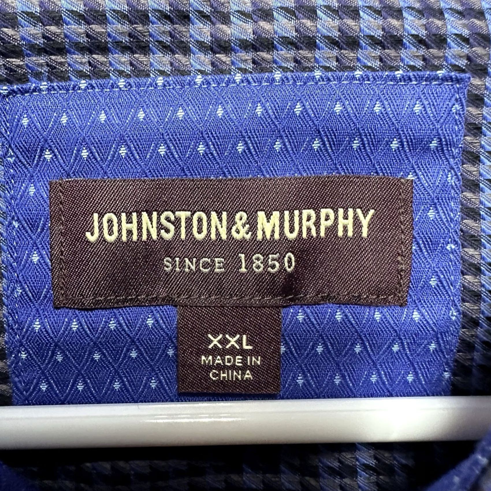 Johnston & Murphy Johnston & Murphy Shirt Mens 2XL Blue Geometric Button-Up Cotton Size US XXL / EU 58 / 5 - 5 Thumbnail