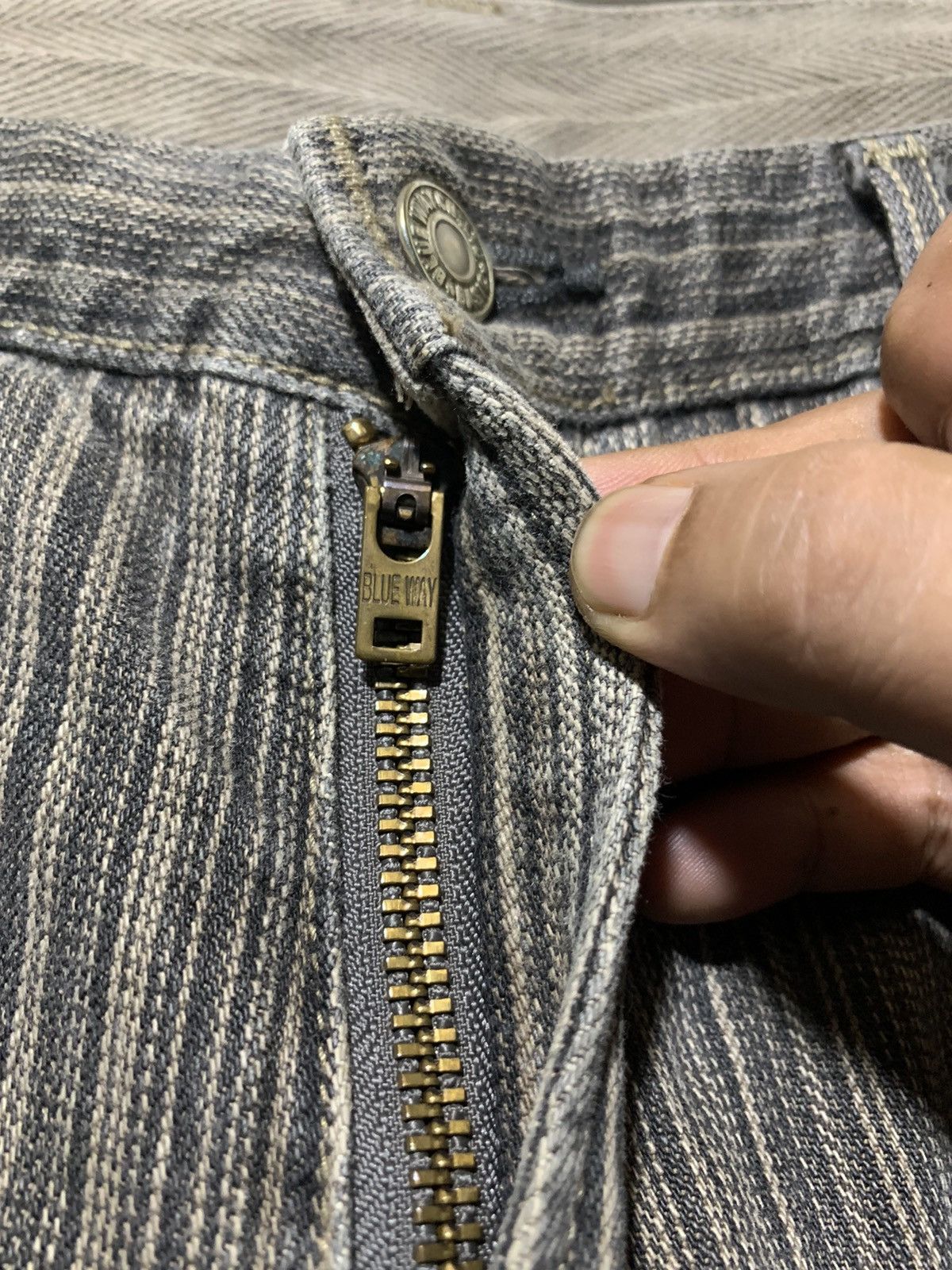 Blue Blue Japan Vintage Blue Way Japan pin striped grunge straight jeans Size US 29 - 5 Thumbnail