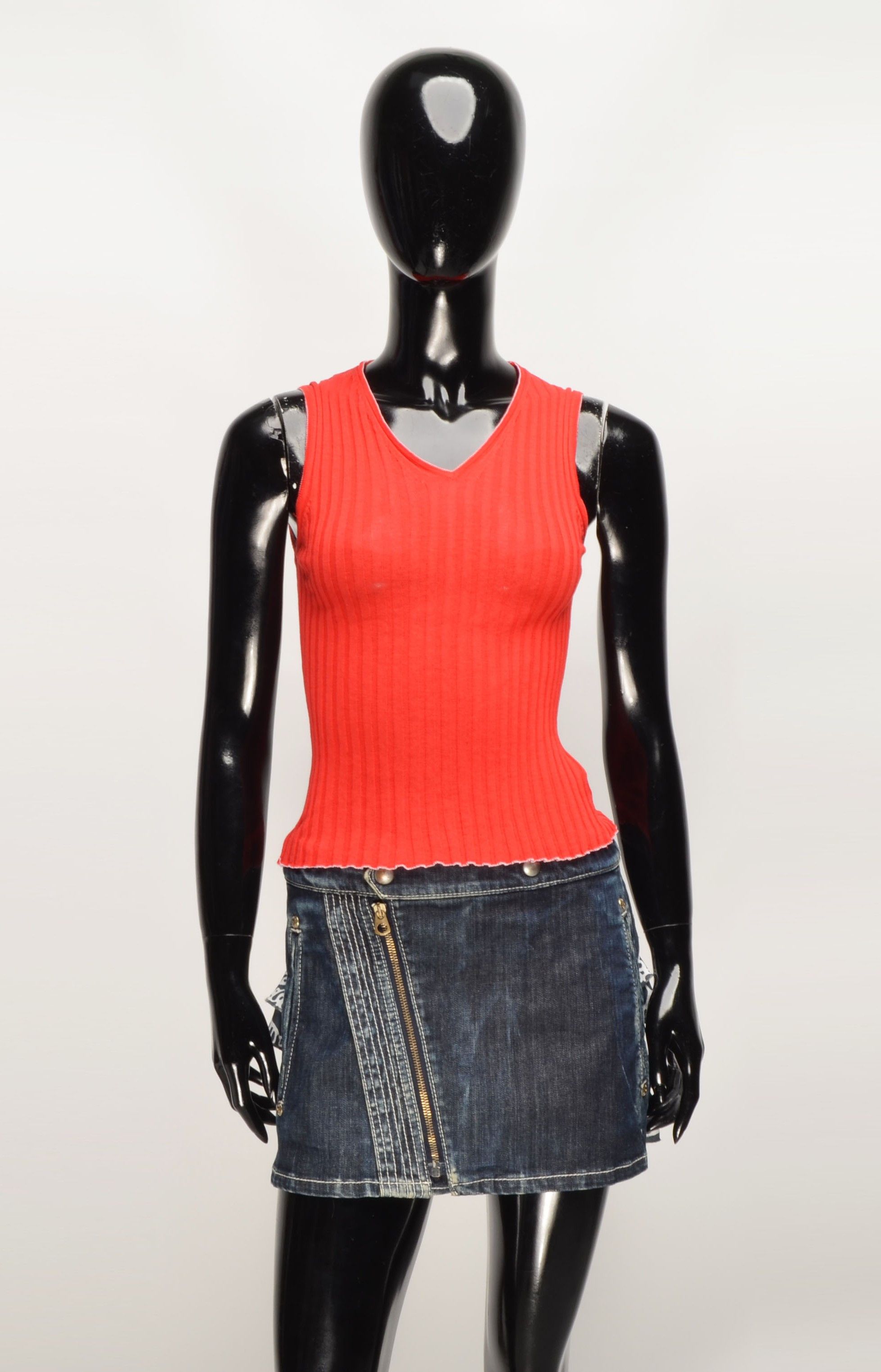 Designer Francois Didie Vintage 90's Italian Red Rib Knit Top Size S / US 4 / IT 40 - 1 Thumbnail