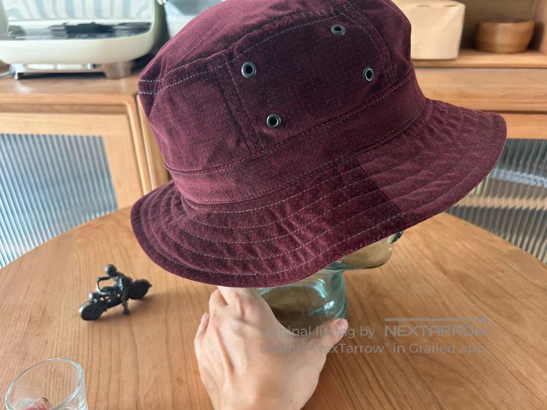 Freewheelers burgundy velvet bucket hat for outdoor use. Size ONE SIZE - 3 Thumbnail