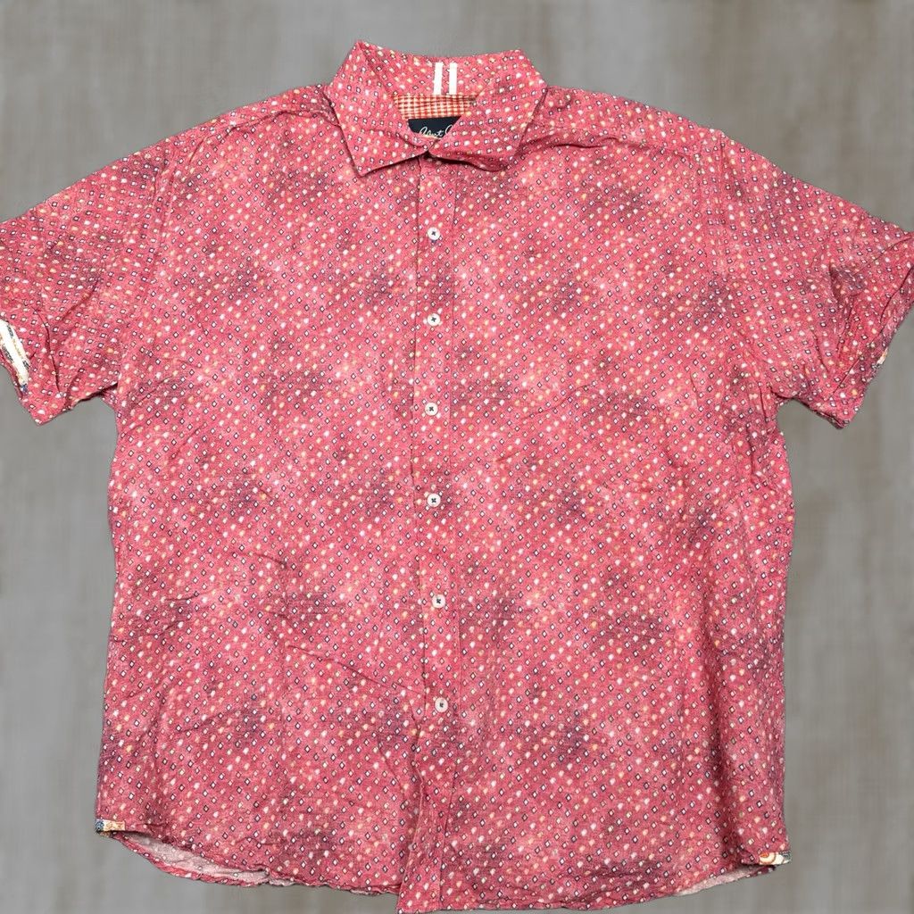 Robert Graham Robert Graham Mens 2XL Red Linen Short Sleeve Button Front Tailored Fit Shirt Size US XXL / EU 58 / 5 - 1 Thumbnail