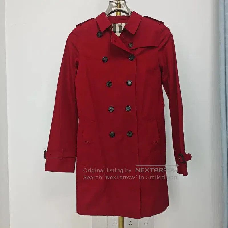 Burberry Burberry Red Cotton Mid-Length Trench Coat. Size L / US 10 / IT 46 - 1 Thumbnail