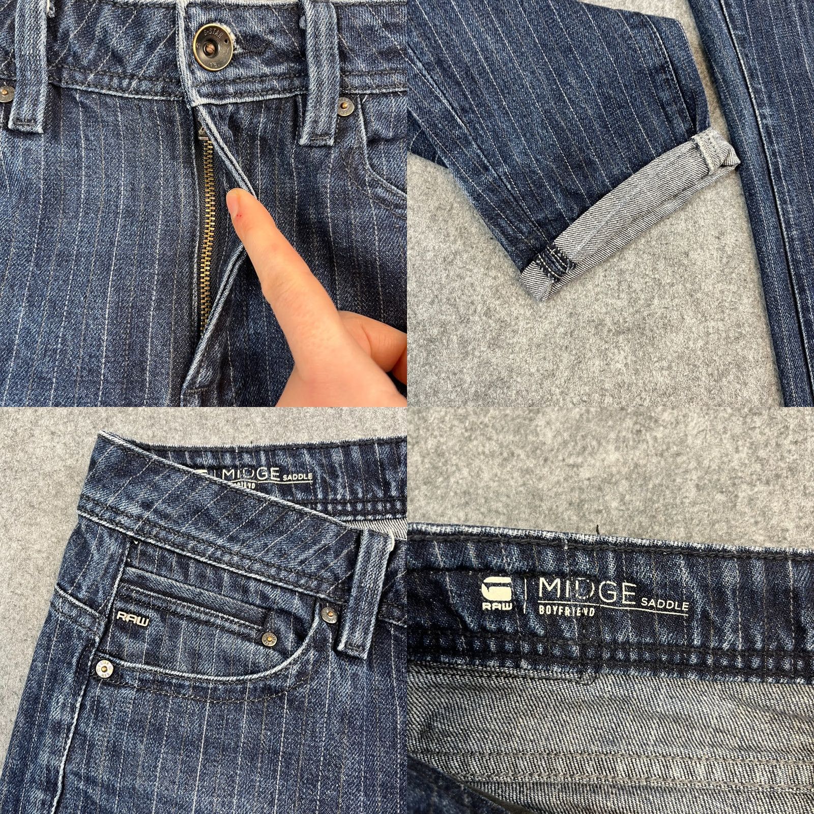 G-Star G-Star Womens Boyfriend Jeans 27 32 Cuffed Dark Blue Midge Saddle Jeans Size 27" / US 4 / IT 40 - 8 Thumbnail