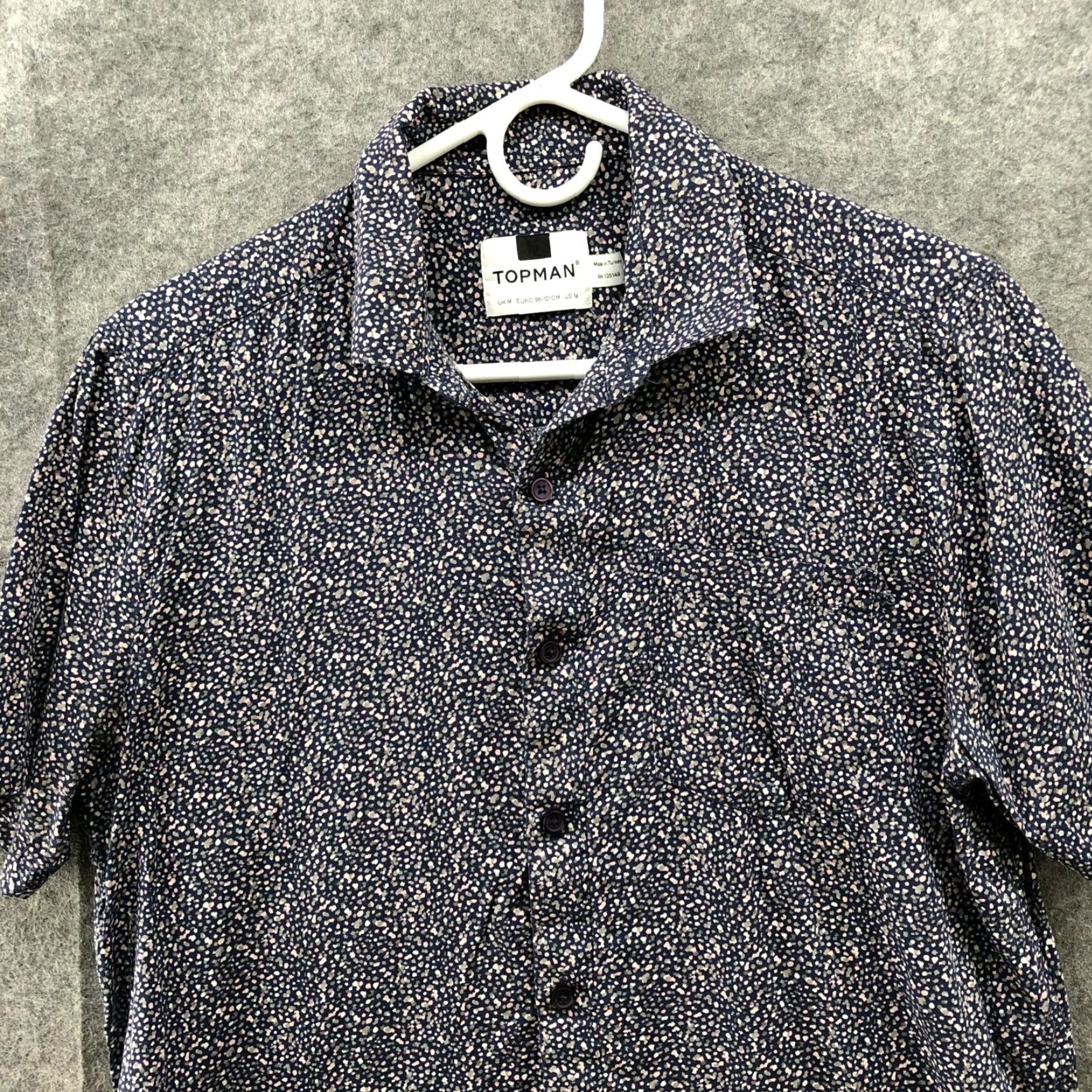 Topman Topman Short Sleeve Shirt Mens M Blue Pink Printed Dot Button Up Resort Rayon Shirt Size US M / EU 48-50 / 2 - 3 Thumbnail