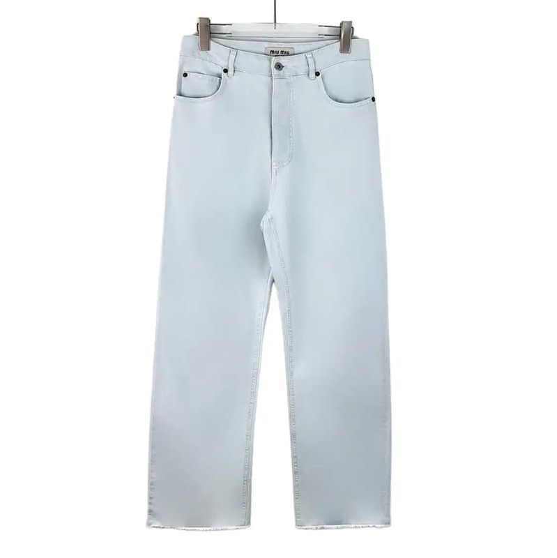 Miu Miu Miu Miu Light Blue Cotton Jeans for Women 0089 Size 28" / US 6 / IT 42 - 1 Thumbnail