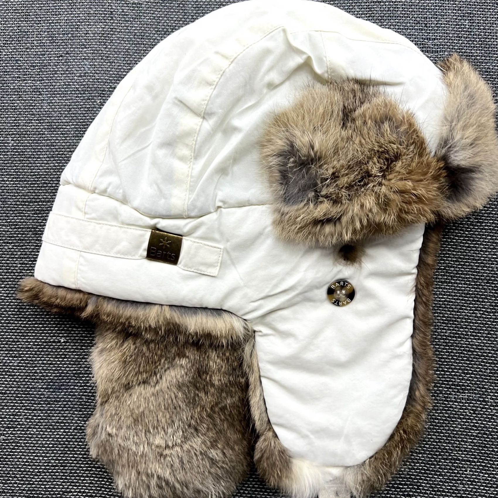 Vintage Barts Trapper Hat Unisex Adults One Size White Ear Flap Aviator Ushanka Fur Polyester Knit Vintage: No OS Size ONE SIZE - 6 Thumbnail