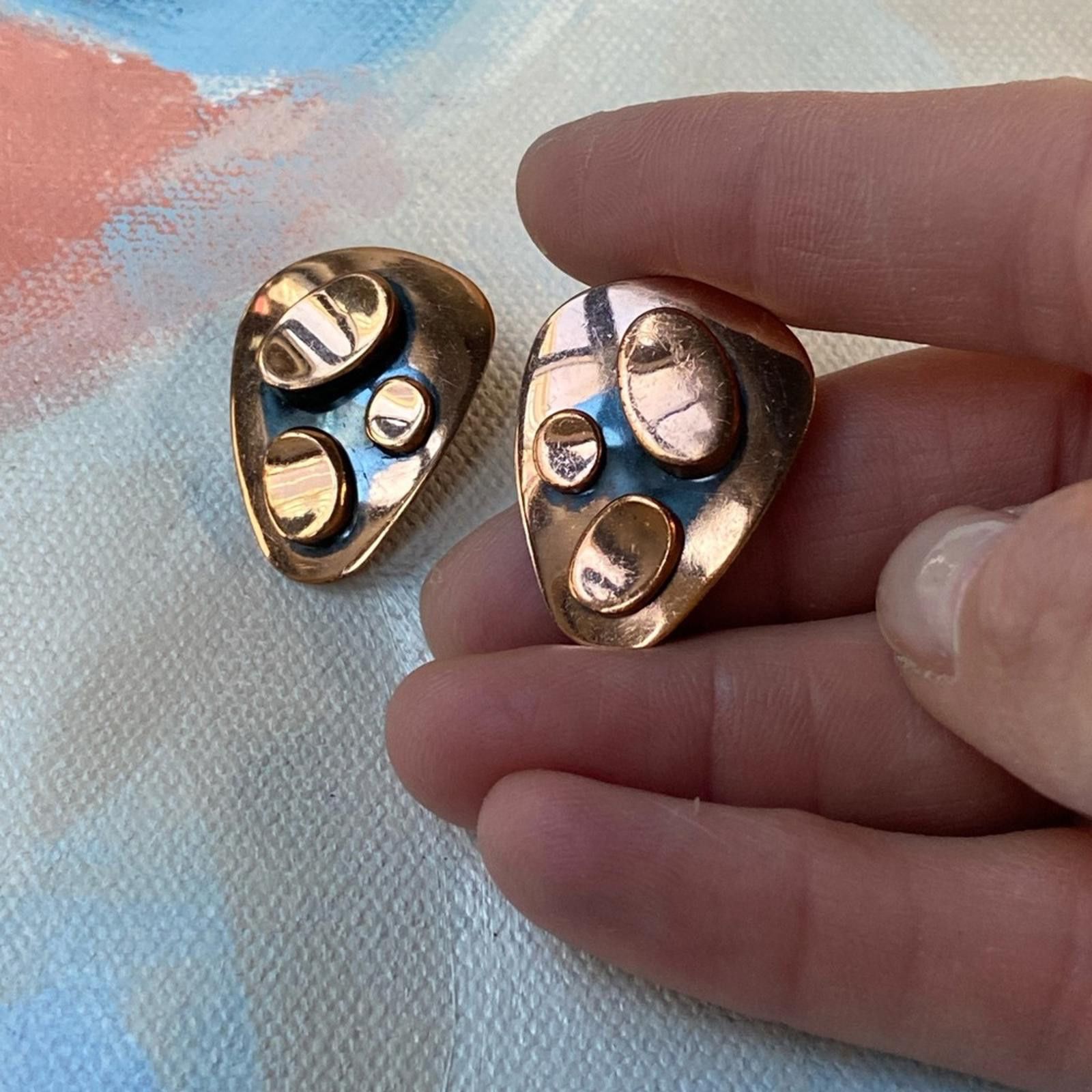 Other Vintage Renoir Copper Modernist Clip-On Earrings Size ONE SIZE - 5 Thumbnail