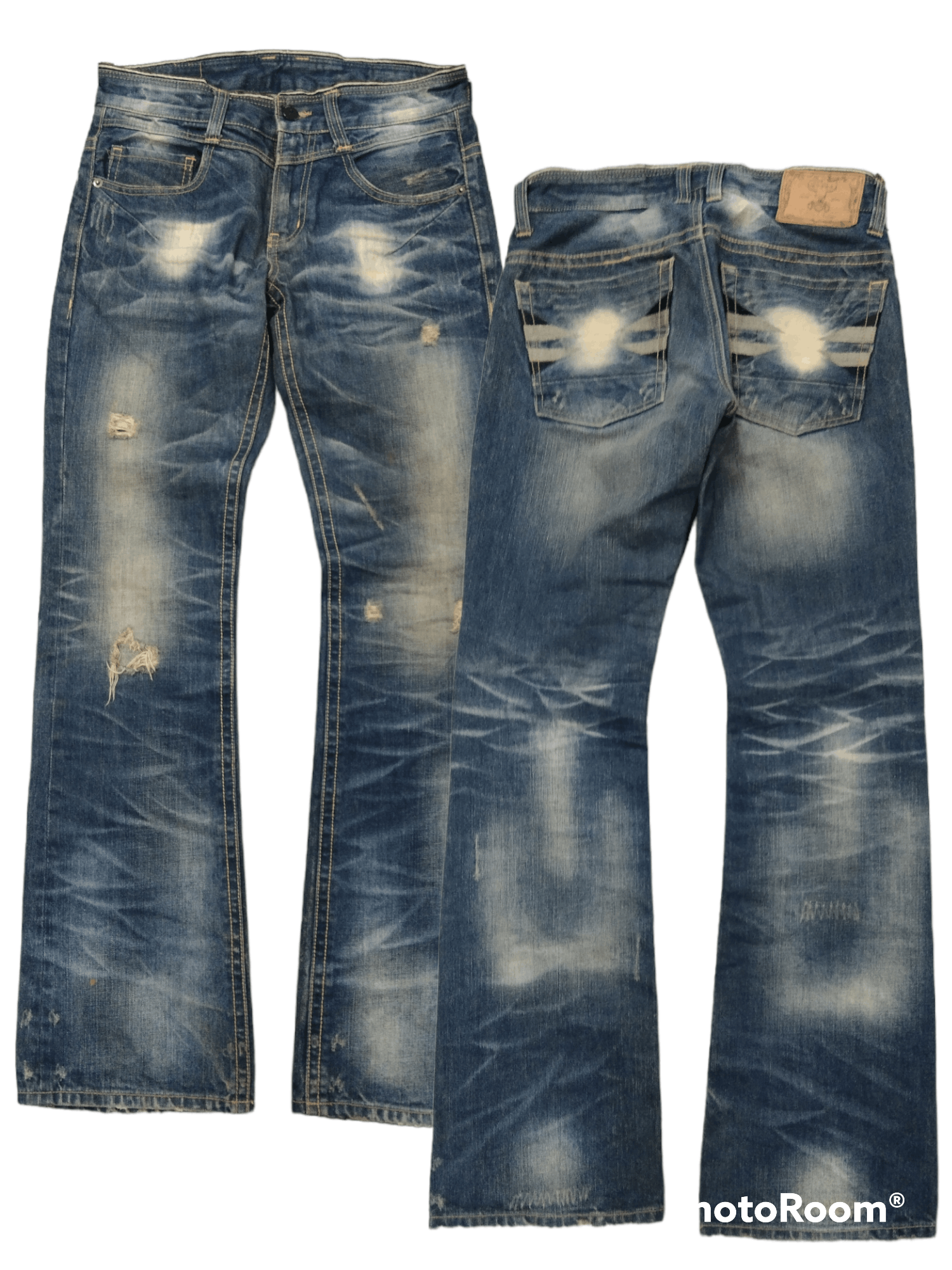 Other FLARE SICK RIPED COTTON&INDIGO PANTS Size US 29 - 1 Thumbnail