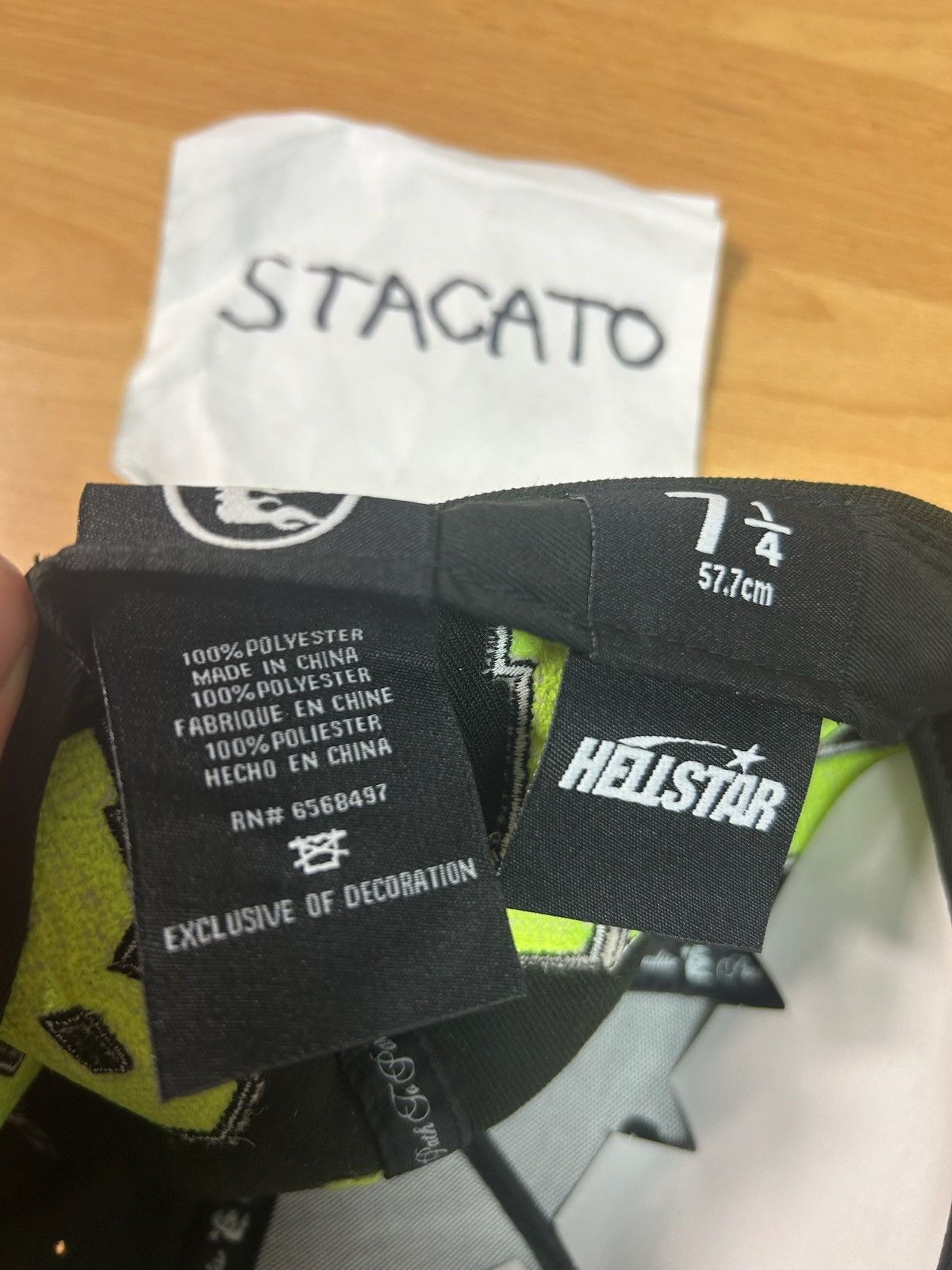 HELLSTAR Hellstar Fitted Hat Chenille Patch Black/Green size 7 1/4” Size ONE SIZE - 6 Thumbnail