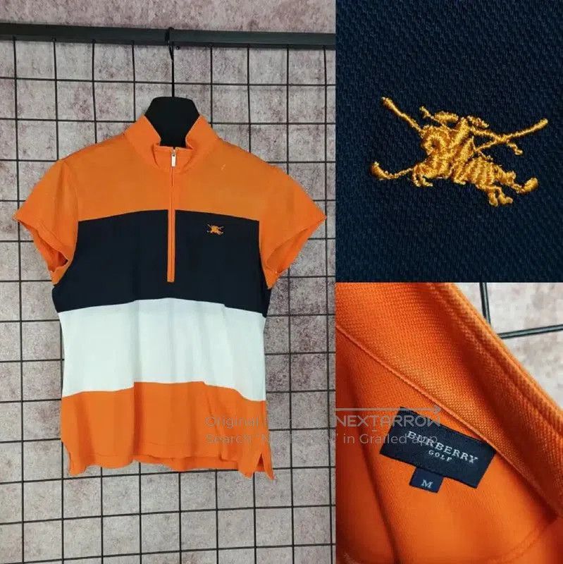 Burberry Burberry Orange Striped Short Sleeve T-Shirt. Size M / US 6-8 / IT 42-44 - 1 Thumbnail