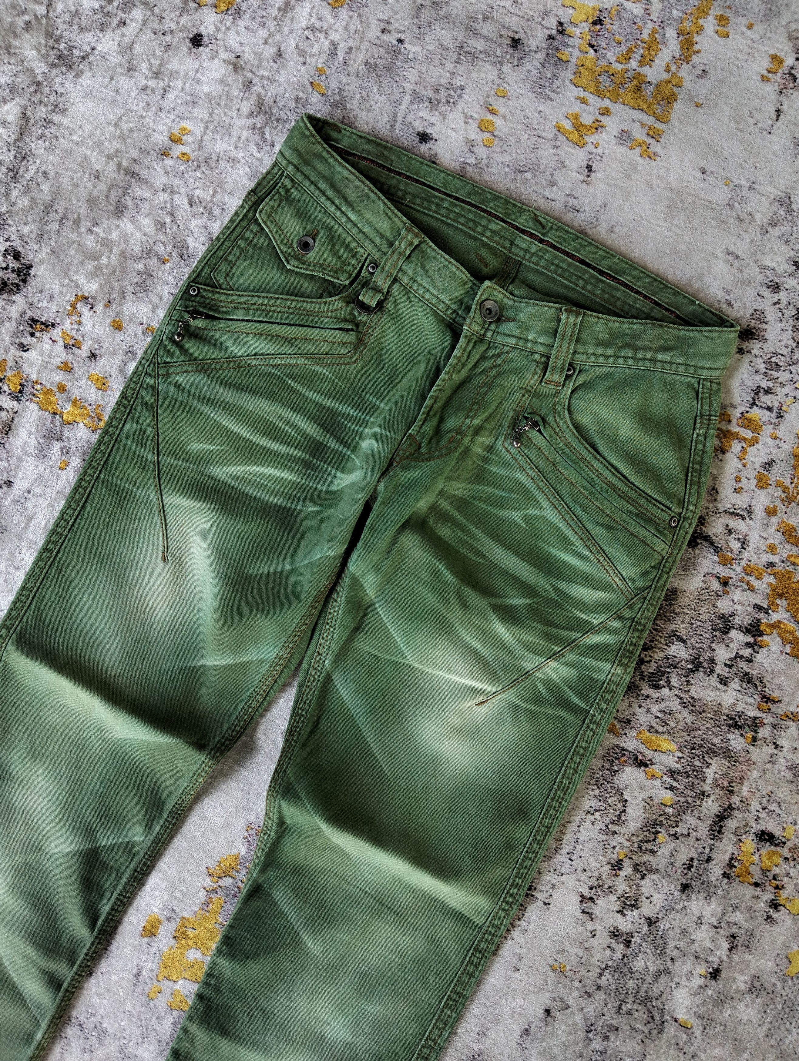 Nicole Club Nicole Club For Men Slim Green Whiskers Low Rise Jeans Size US 31 - 2 Thumbnail
