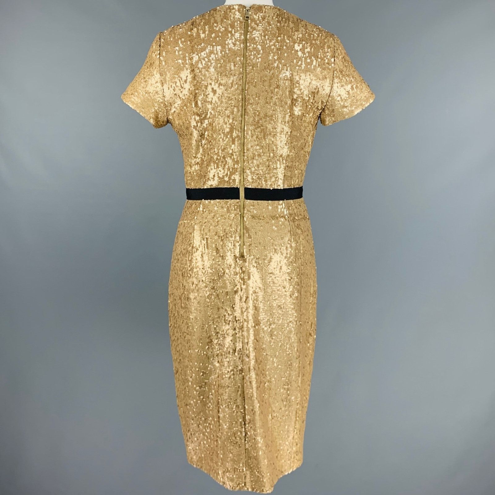 Burberry BURBERRY LONDON Gold Viscose Blend Sequined Cocktail Dress Size M / US 6-8 / IT 42-44 - 4 Thumbnail