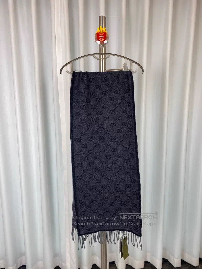 Gucci Gucci GG printed striped wool velvet scarf Size ONE SIZE - 2 Thumbnail