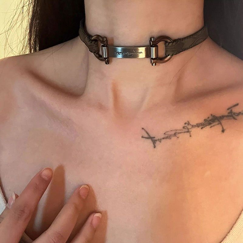 Jewelry × Leather Punk Horse Leather Y2K Choker Necklace Size ONE SIZE - 2 Thumbnail