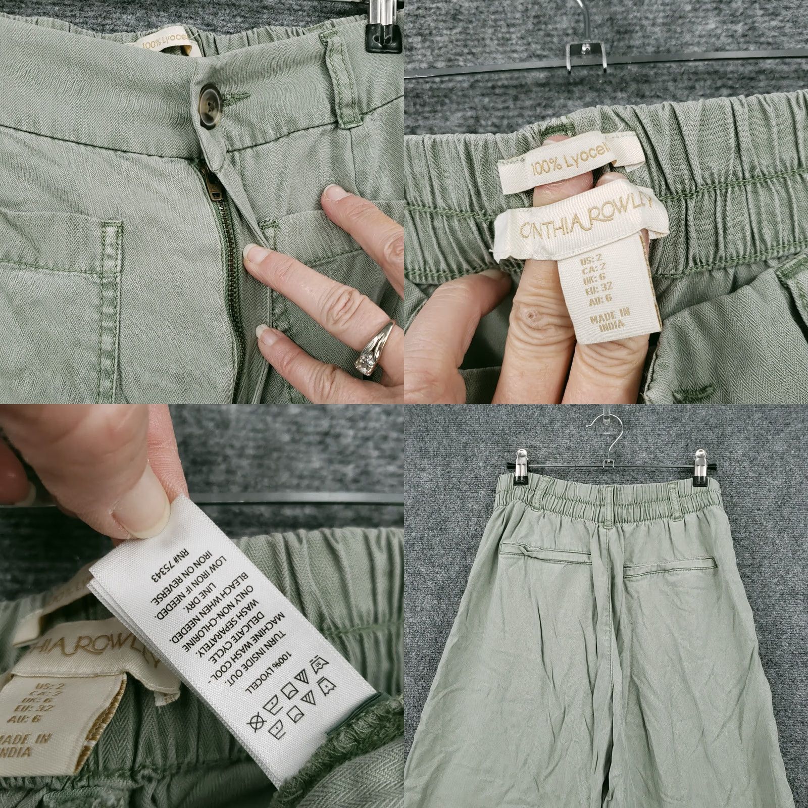 Cynthia Rowley Cynthia Rowley Pants Womens 2 Green Lyocell Wide-Leg High Rise Elastic Waist Shoes? Size 26" / US 2 / IT 38 - 8 Thumbnail
