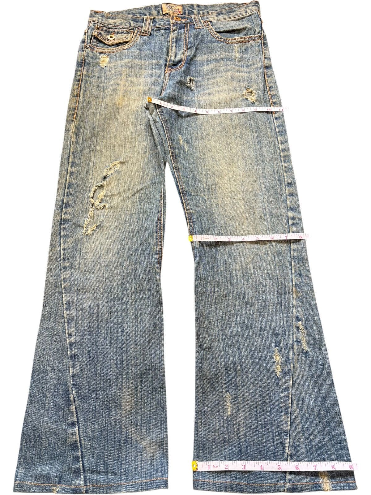If Six Was Nine Vintage Japanese Nylaus Mud Wash Distressed Flare Jeans Size US 32 / EU 48 - 8 Thumbnail
