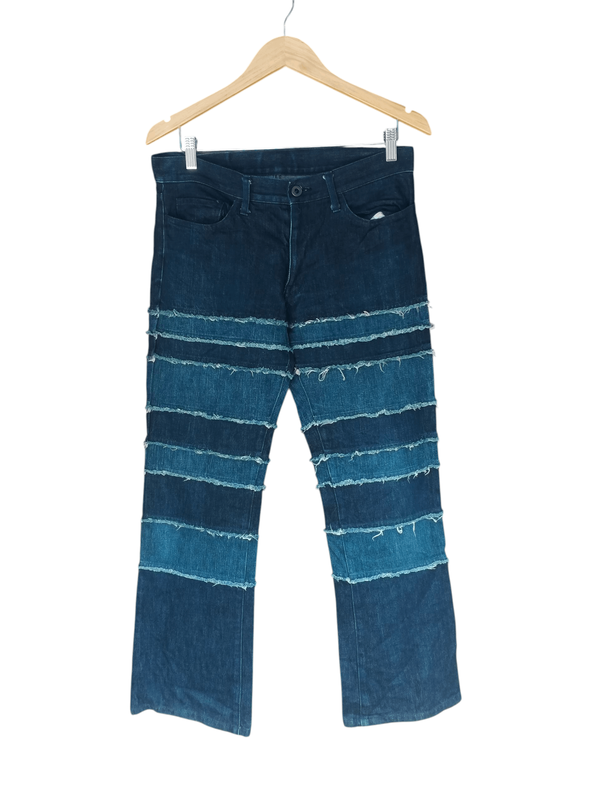 Japanese Brand Y2k Archive Edge Rupert Patchwork Flared Jeans Size US 34 / EU 50 - 1 Thumbnail