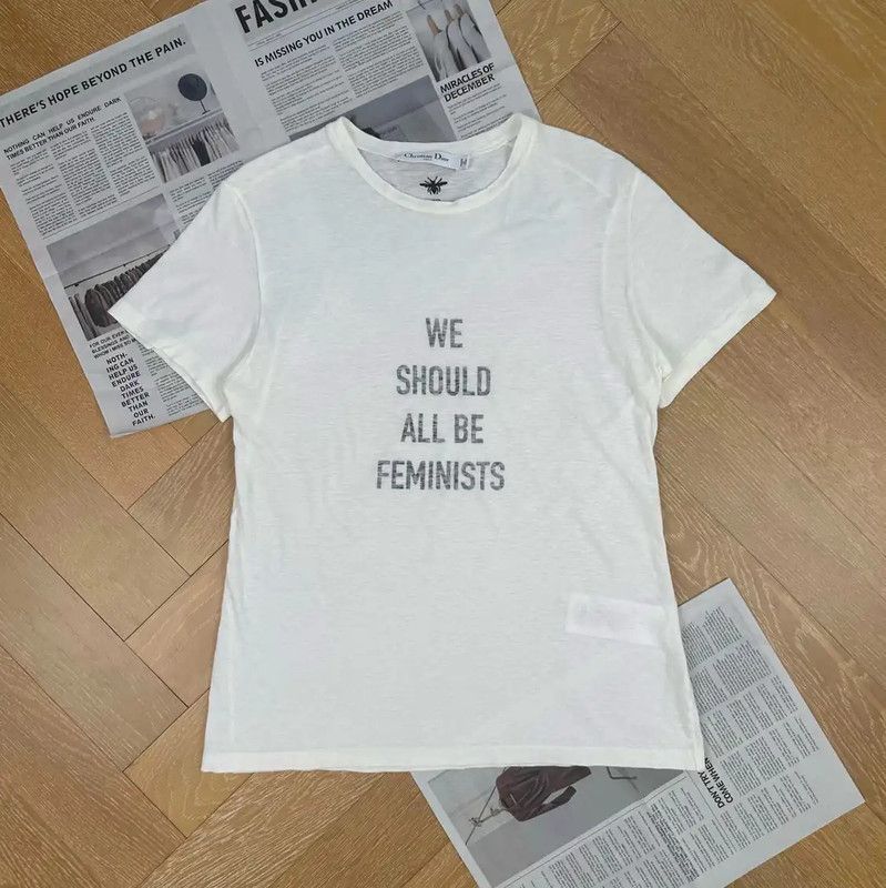 Dior Dior Feminist White Cotton T-Shirt 0089 Size S / US 4 / IT 40 - 1 Thumbnail