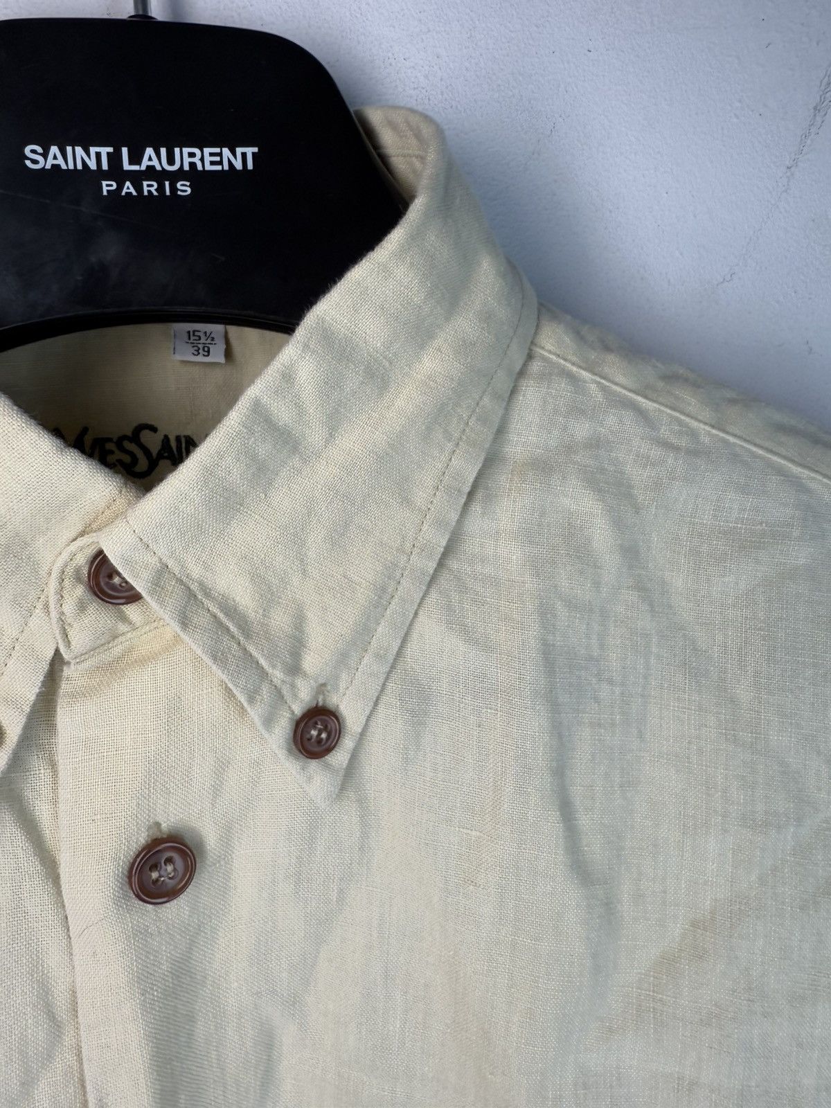 Yves Saint Laurent Linen 90s YSL Shirt Beige Lemon Summer Yves Saint Laurent Size US M / EU 48-50 / 2 - 11 Thumbnail