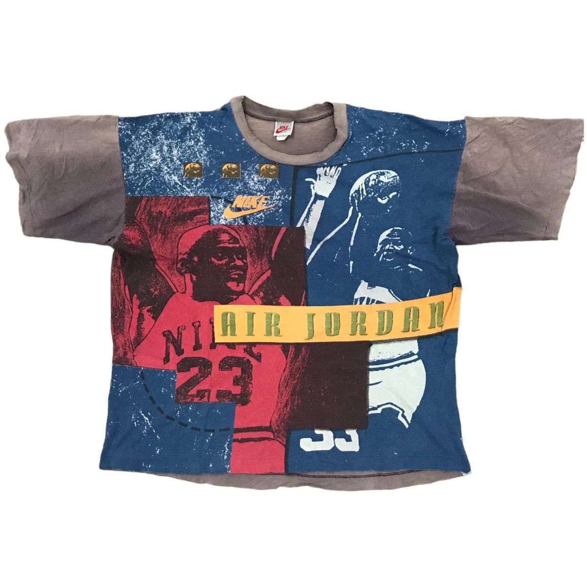 image of Vintage 90's Nike Air Jordan Full Print T Shirt in Grey, Men's (Size XL)